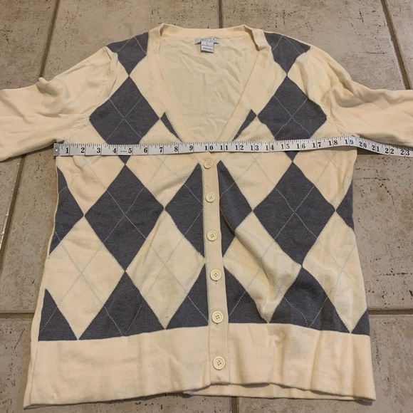 Vintage Pure Alfred Sung Argyle Cotton Cardigan Large - Picture 5 of 5